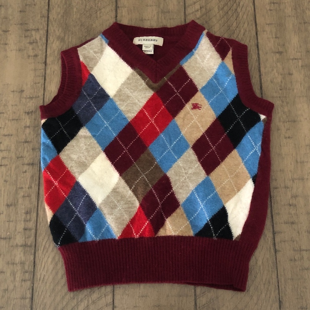 Burberry boys wool argyle sweater vest 4Y/104cm vintage 4T preppy academia